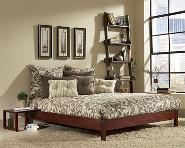 Murray Platform Bed Mahogany Finish Twin Bed Complete W/ Side Rails
