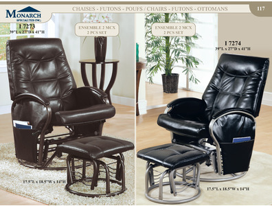 Black Leather-look / Swivel Rocker Recliner With Ottoman
Pg117