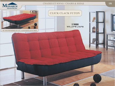 Red Micro-fibre / Black Click Clack Futon