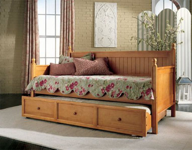 Casey Ii Daybed Honey Maple Finish Twin Daybed W/ Trundle - OFF WHITE/NATURAL TOP SPRING 351 TOP LINK SPRING