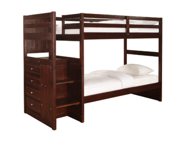Ranch Cappuccino Chest End Step Twin/twin Bunk Bed (ships In 4 Cartons)