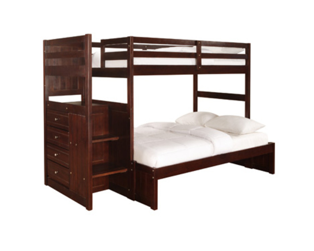 Ranch Cappuccino Chest End Step Twin/full Bunk Bed - 396-037 + 396-136