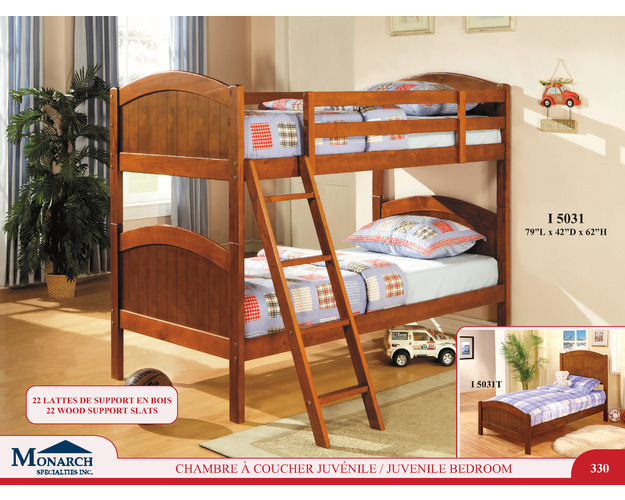 Dark Pine Solid Wood Twin / Twin Bunkbed With Ladder
Pg330 - TWIN BUNKBED
