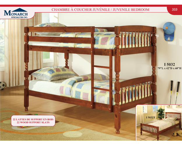 Medium Brown Solid Wood Twin / Twin Bunkbed With Ladder
Pg333