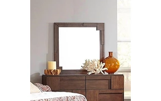 GALLAGHER RUSTIC GOLDEN BROWN GEOMETRIC PANELED DRESSER MIRROR 200854 200854 COASTER