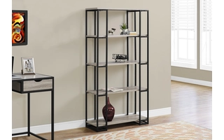 BOOKCASE - 60 H - DARK TAUPE - BLACK METAL I7241 I7241 MONARCH SPECIALTIES