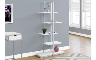 BOOKCASE - 60 H - WHITE - SILVER METAL I7233 I7233 MONARCH SPECIALTIES