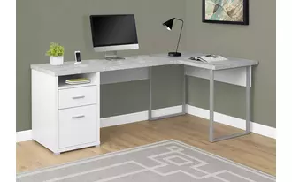 monarch specialties  computer desk - 80 l white - cement-look left-right face in 