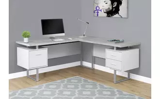 computer desk - 70 l - white cement-look left-right face  
