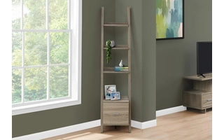 BOOKCASE - 69 H - DARK TAUPE CORNER ETAGERE W- DRAWER I2766 I2766 MONARCH SPECIALTIES