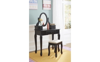 VANITY/MIRROR/STOOL (3/CN) Huey Vineyard BlackB128-122 ASHLEY