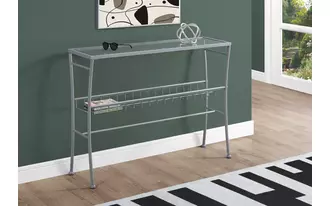 accent table - 42 l - silver - tempered glass hall console  
