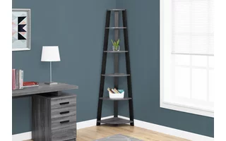 BOOKCASE - 72 H - GREY-BLACK CORNER ACCENT ETAGERE I2750 I2750 MONARCH SPECIALTIES