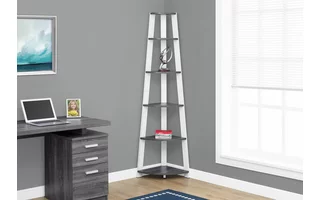 BOOKCASE - 72 H - GREY-WHITE CORNER ACCENT ETAGERE I2751 I2751 MONARCH SPECIALTIES