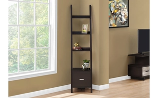 BOOKCASE - 69 H - ESPRESSO CORNER ETAGERE W- DRAWER I2765 I2765 MONARCH SPECIALTIES