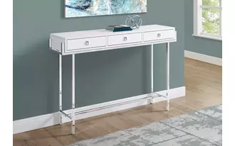 accent table - 48 l - glossy white - chrome metal  