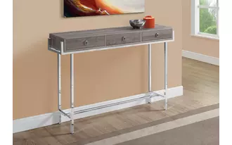 accent table - 48 l - dark taupe - chrome metal  