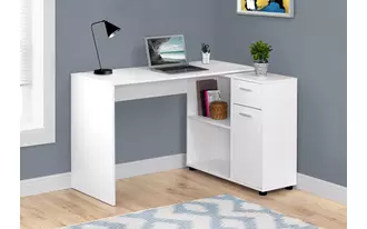 computer desk - 46 l - white with a storage cabinet  