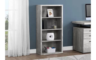 BOOKCASE - 48 H - GREY RECLAIMED WOOD-LOOK - ADJ. SHELVES I7405 I7405 MONARCH SPECIALTIES