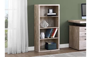 BOOKCASE - 48 H - TAUPE RECLAIMED WOOD-LOOK- ADJ. SHELVES I7406 I7406 MONARCH SPECIALTIES