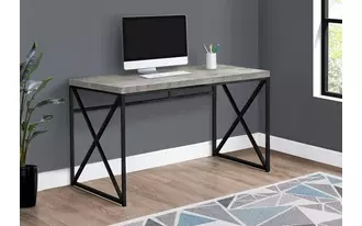 monarch specialties  computer desk - 48 l - grey reclaimed wood - black metal in 