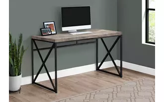 monarch specialties  computer desk - 48 l - taupe reclaimed wood - black metal in 