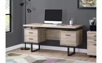monarch specialties  computer desk - 60 l - taupe reclaimed wood - black metal in 