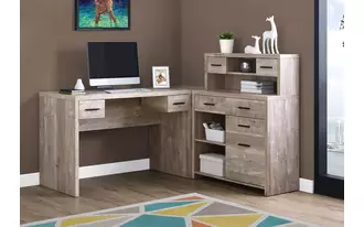computer desk - taupe reclaimed wood l-r facing corner  