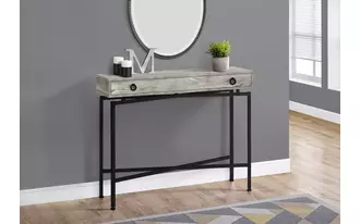 accent table - 42 l - grey reclaimed wood - black console  