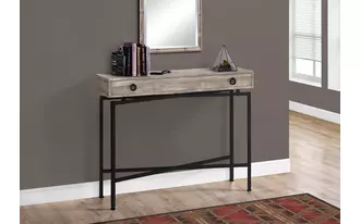 accent table - 42 l - taupe reclaimed wood - black console  