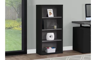 BOOKCASE - 48 H - BLACK - GREY WITH ADJUSTABLE SHELVES I7407 I7407 MONARCH SPECIALTIES