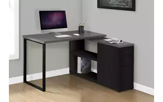 computer desk - black - grey top left-right facing corner  