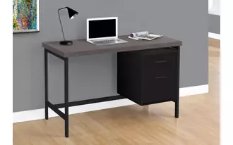 computer desk - 48 l - black - grey top - black metal  