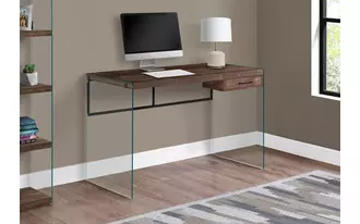 monarch specialties  computer desk - 48 l - brown reclaimed wood- glass panels in 