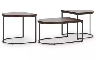 Ashley vanmore occasional table set (3/cn) in dark brown