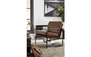 ACCENT CHAIR Puckman Brown/Silver FinishA3000193 ASHLEY