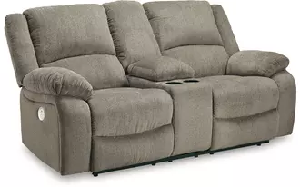 dbl rec pwr loveseat w/console draycoll pewter