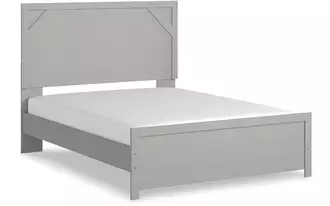 Ashley cottonburg queen panel hdbd/ftbd in light gray/white