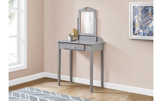 VANITY - GREY / MIRROR AND STORAGE DRAWER I3327 I3327 MONARCH SPECIALTIES