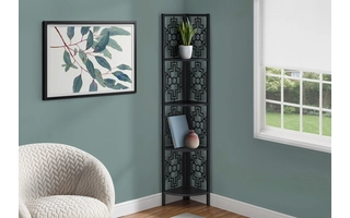 BOOKCASE - 62 H - BLACK - BLACK METAL CORNER ETAGERE I3620 I3620 MONARCH SPECIALTIES