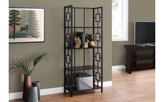 BOOKCASE - 62 H - ESPRESSO - BLACK METAL ETAGERE I3617 I3617 MONARCH SPECIALTIES