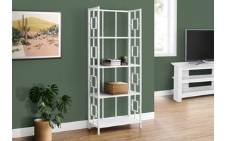 BOOKCASE - 62 H - WHITE - WHITE METAL ETAGERE I3618 I3618 MONARCH SPECIALTIES