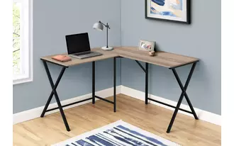 computer desk - 55 l - dark taupe top- black metal corner  