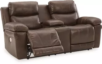 pwr rec loveseat/con/adj hdrst edmar chocolate