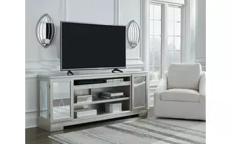 lg tv stand w/fireplace option flamory silver finish