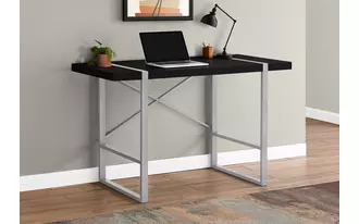 monarch specialties  computer desk - 48 l - black - silver metal in 