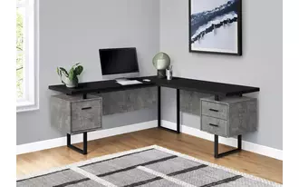Ashley  computer desk - 70 l - black - concrete - black metal - l-r in 