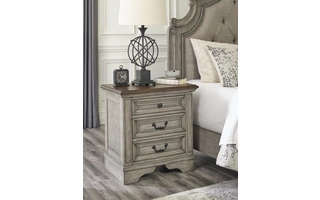 THREE DRAWER NIGHT STAND Lodenbay Antique Gray/BrownB751-93 ASHLEY