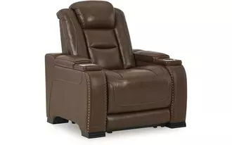 pwr recliner/adj headrest the man-den mahogany