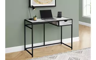 Ashley  computer desk - 42 l - white marble-look - black metal in 